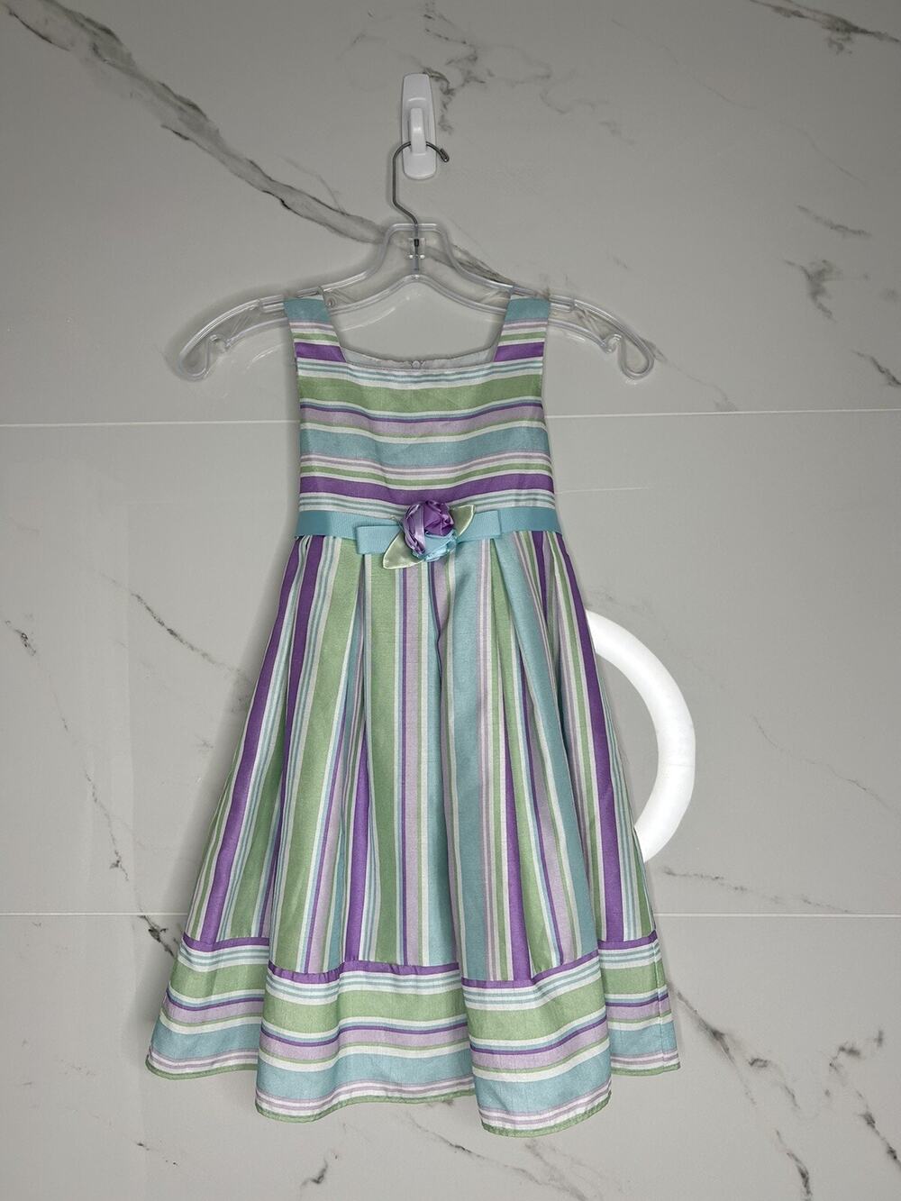 Sweet Heart Rose Girls Sz 5 Spring Summer Flower Girl Dress Easter Pastel EUC